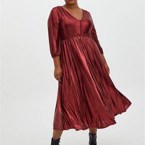 Torrid Shiny Red Tea-Length Dress, 1x